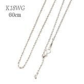 18金 ネックレス ロープチェーン k18 WG ネックレス 60cm 18金 ホワイトゴールド 太さ2.0mm幅 軽量タイプ 中空 k18WG パイプ ロープチェーン ネックレス 18k レディース ロープチェーンネックレス スライド式長さ調節可 ホワイト ゴールド チェーン
