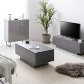 テーブル センターテーブル リビング ロー 机 コンパクト 省スペース 引き出し付き 引出し 収納 大容量 フロート脚 キャスター ノイズレス フラット 高級感 石目調 幅85 コーヒー カフェ アクセント 一人暮らし 無駄を省いたノイズレスなフォルムと