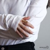 ステンレス ニュアンスリング ごつめ 不規則 S字 メタルリング オープンリング ワイドリング ゴールド シルバー 指輪 太め 大きめ 存在感 お洒落 二重ライン 幾何学 個性的 ウェーブ レディース 女性 金属アレルギー対応