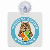 カーサイン 高齢者マーク SENIOR SAFE DRIVER サイベリアン 車内用 吸盤タイプ 収れん火災防止タイプ 肉球 日本製 車 ステッカー
