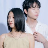 ネックレス 二重 チェーン パールチャーム ブラス ペアアクセ ユニセックス お揃い
