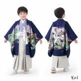 七五三 着物 男の子 5歳 袴 PO-112 購入 販売 鷹兜松 鷹 兜 男児 753 羽織袴 羽織 袴セット 男の子袴 セット 和装 レトロ 龍 子供 五歳 5才 お正月 ボーイズ
