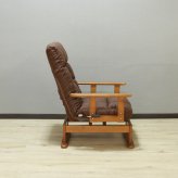 高座椅子 スイベル 回転式 リクライニング 木肘 天然木 ダークグレー・ダークブラウン W65xD61-96xH85~88cm座面高33/36cm 座椅子 リクライニングチェア パーソナルチェア 肘付き ダークグレイ ダークブラウン おしゃれ