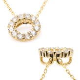 K18 18金 ネックレス ゴールド ネックレス 0.10ct ダイヤモンド ゴールド ネックレス チェーン フルムーン サークル 満月 選べる3色 イエロー ピンク ホワイト シンプル 華奢 上品 彼女 妻 女性 レディース 誕生日 プレゼント ハロウィン 【品番：CG-TI-762】