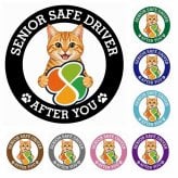 カーサイン 高齢者マーク SENIOR SAFE DRIVER 茶トラ ステッカー シール 直径13cm 肉球 日本製 車