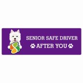 カーサイン 高齢者マーク SENIOR SAFE DRIVER ウエストハイランドホワイトテリア ステッカー シール 長方形 15x5cm 肉球 日本製 車