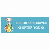 カーサイン 高齢者マーク SENIOR SAFE DRIVER イタリアングレーハウンド ステッカー シール 長方形 20x6.7cm 肉球 日本製 車