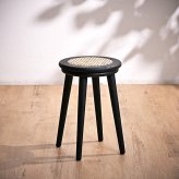 ダイニング家具 スツール カゴメ編み ラタン ラタンスツール 籐椅子 チェア 木製 スペース チーク 無垢材 ラタンチェア 軽い おしゃれ モダン リビング 玄関 ダイニングチェア 椅子 北欧 ジャパンディ ブラック 韓国インテリア