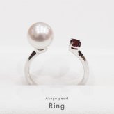 ［pearl566］ 7.5mm - 8mm フリーサイズ リング ホワイトピンク あこや真珠 半貴石 シトリン ブルートパーズ ペリドット ガーネット