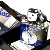 ZIPPO ライター ウィンディ ジッポ ロゴ Windy ブルー シルバーサテン かわいい クラシック 銀 青 レディース メンズ おしゃれ ギフト プレゼント