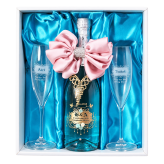 卒業 退職 名入れ ペアギフト SXX 酒セット スパークリングワイン シャンパン ブルー・オブ・マリア 750ml & おまかせシャンパングラス 2点 デコ仕上げ ボトルネックレス・リボンコサージュ付 布張りBOX入り / プレゼント ギフト 両親 夫婦 結婚 金婚式 銀婚式 退職 記念 誕生日 長寿 祝い
