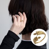 ステンレス 巻き付く オリーブリング 2カラー リーフリング 18KGP ゴールド gold シルバー スパイラル オープンリング フリーサイズ レディース 女性 指輪 金属アレルギー対応