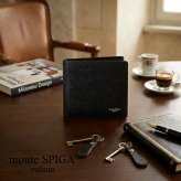 モンテスピガ　monte SPIGA　二つ折り財布　MOSMSP104DBR　ダークブラウン　濃茶　シュリンクレザー　牛革　ウォレット