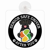 カーサイン 高齢者マーク SENIOR SAFE DRIVER ラブラドール 車内用 吸盤タイプ 収れん火災防止タイプ 肉球 日本製 車 ステッカー