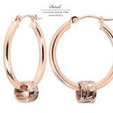 ハワイアンジュエリー フープピアス ピアス ピンクゴールド ピアス 外径20mm クロッシングピアス スクロールチューブ 大ぶり ゴールド 揺れる 片耳(1個)購入可 K14 14KPM2053 彼女 妻 女性 レディース プレゼント ハロウィン 【品番：GE233R】