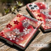 コンパクトミラー『湯』名入れ 送料無料 和柄 和風 和モダン 和雑貨 和小物 手鏡 折りたたみ 桜 伝統工芸 職人 手作り ハンドメイド 記念日 プレゼント ギフト クリスマス