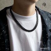 チタン 幅9mm 喜平チェーンネックレス ブラック メンズ 黒 喜平ネックレス チェーン 首飾り アクセサリー シンプル クール モード ストリート カジュアル ロック 重ね付け 存在感 光沢 大人 男性 金属アレルギー対応