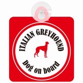 Itallan Greyhound イタリアングレーハウンド ホワイト＆レッド 車 窓ガラス 吸盤タイプ DOG IN CAR かっこいい おしゃれ 犬 シルエット アメ雑風 カラフル ドッグインカー ドッグオンボード 安全対策 セーフティサイン デコ 外出 ドライブ カーサイン 吸盤