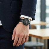 箱なし カシオ 腕時計 メンズ ブラック 黒 レザーベルト 革ベルト アナログ 曜日 日付 24時間計 CASIO 海外モデル 逆輸入 ビジネス 仕事 男性 プレゼント ギフト 成人 卒業 入学