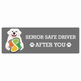 カーサイン 高齢者マーク SENIOR SAFE DRIVER グレートピレニーズ ステッカー シール 長方形 20x6.7cm 肉球 日本製 車
