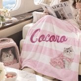 【うちの子グッズ】ペット写真で作る ストライプブランケット ｜ うちの子 オーダーメイド ブランケット 犬 猫 ギフト