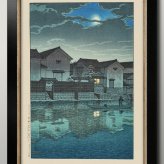 日本製 川瀬巴水 日本画 おぼろ月夜 A3 サイズ ポスター アート おしゃれ 絵画 インテリア 北欧 イラスト マット紙 艶消し アートパネル 額 フレーム デザイン 壁掛け ギフト 新築祝い ディスプレイ  速達 送料無料