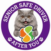 カーサイン 高齢者マーク SENIOR SAFE DRIVER ブリティッシュロングヘア ステッカー シール 直径13cm 肉球 日本製 車