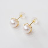 ［pearl619］6mm - 6.5mm ホワイトピンク クローバー ピアス あこや真珠