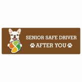 カーサイン 高齢者マーク SENIOR SAFE DRIVER フレンチブルドッグ ステッカー シール 長方形 20x6.7cm 肉球 日本製 車