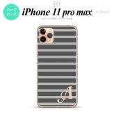 iPhone11ProMax iPhone11pro max スマホケース ハードケース ボーダー グレー +アルファベット メンズ レディース nk-i11pm-704i