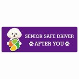 カーサイン 高齢者マーク SENIOR SAFE DRIVER ビションプー ステッカー シール 長方形 15x5cm 肉球 日本製 車