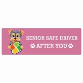カーサイン 高齢者マーク SENIOR SAFE DRIVER ヨークシャーテリア ステッカー シール 長方形 20x6.7cm 肉球 日本製 車