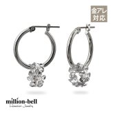 ハワイアンジュエリー ピアス 金属アレルギー対応 純チタンポスト シルバー925 プルメリア チャーム フープピアス クロッシングピアス 20G(ゲージ) 幅20mm レディース 誕生日 プレゼント ハロウィン 【品番：HE-SP56908】