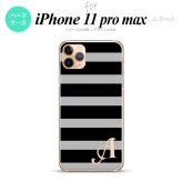 iPhone11ProMax iPhone11pro max スマホケース ハードケース ボーダー 大 黒 グレー +アルファベット メンズ レディース nk-i11pm-792i