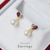 ［pearl377］ 5.5mm - 6mm ホワイトピンク 半貴石 ピアス あこや真珠