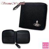 ヴィヴィアンウエストウッド 財布 二つ折り財布 メンズ レディース Vivienne Westwood 51010043 L001N LA N402 ブラック サフィアーノ 本革 ラウンドファスナー 小銭入れあり オーブ ロゴ コンパクト