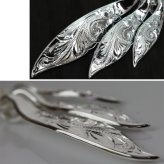 ハワイアンジュエリー ネックレス シルバー ペアネックレス 2本セット 刻印 無料 誕生石入れ可 三連リーフ 3枚の葉 3WAY 3連 スクロール シルバー925 大人 友達 シンプル カップル 夫婦 プレゼント ハロウィン 【品番：CG-SP2509P】