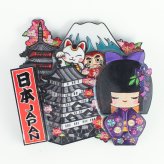木製フレームマグネット 姫こけし パープル 立体マグネット 3D お土産 日本 土産 souvenir JAPAN Magnets ご当地 外国人 スーベニア ジャパン
