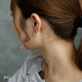 フープ ピアス アレルギー 医療用 ステンレス ハーフエタニティ キュービックジルコニア 6石 2×12mm キャッチレス つけっぱなし ひっかからない 片耳 レディース 小さめ きれいめ 上品 プレゼント