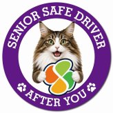 カーサイン 高齢者マーク SENIOR SAFE DRIVER ノルウェージャンフォレストキャット マグネット 強力 直径13cm 肉球 日本製 車 ステッカー