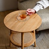 サイドテーブル テーブル アジアン家具 カジュアル ナチュラル アジアン ラタン カゴメ編み チーク 無垢材 天然木 コーヒーテーブル ソファ横 サイド おしゃれ 南国 リゾート インテリア テイスト 家具 リビング 籐 ミニテーブル ナイトテーブル