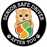 カーサイン 高齢者マーク SENIOR SAFE DRIVER マンチカン マグネット 強力 直径13cm 肉球 日本製 車 ステッカー