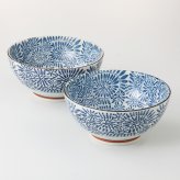 藍染たこ唐草麺鉢ペア 磁器 美濃焼 やきものの里から、暮らしを贈ります。　ギフト 食器 セット テーブルウェア