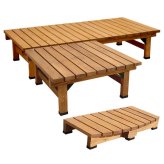 ウッドデッキ デッキ縁台180×90 3点セット ウッドデッキ風 簡単 縁側 本格的 DIY 木製 天然木 庭 ベランダ マンション おしゃれ 小型 北欧 ガーデン 屋外 家具 ブラウン ダークブラウン ライトブラウン エクステリア 2個組