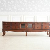テレビ台 テレビボード 幅180cm アンティーク調 おしゃれ ローボード 大型 完成品 木製 引き出し 脚付き 収納家具 天然木 彫刻 PALMAアンティークブラウン マホガニーのTVボード180 ヨー 新生活