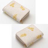 お札が折れない コンパクトウォレット 【 たんぽぽ日和 】 全面 刺繍 たんぽぽ ナチュラル イエロー ミニ財布