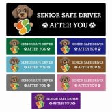 カーサイン 高齢者マーク SENIOR SAFE DRIVER ワイヤーヘアードダックスフンド ステッカー シール 長方形 15x5cm 肉球 日本製 車