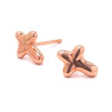 ピアス セカンドピアス つけっぱなし K18 K14 クロス 十字架 軸太0.65mm 長さ9mm 金属アレルギー 18金 片耳 1個売り ピンクゴールド ホワイトゴールド スタッドピアス プレゼント