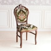 テーブル イタリア 家具 ヨーロピアン ヴェローナクラシック ダイニング3点セット: 幅90cm+チェア-金華山2脚 猫脚 金華山織り ヨーロッパ家具 クラシック 輸入家具 アンティーク風 イタリア製 ブラウ