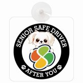 カーサイン 高齢者マーク SENIOR SAFE DRIVER チワマル 車内用 吸盤タイプ 収れん火災防止タイプ 肉球 日本製 車 ステッカー